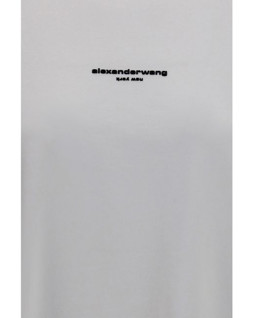Alexander Wang Gray Long-Sleeve Logo T-Shirt Cotton T-Shirts