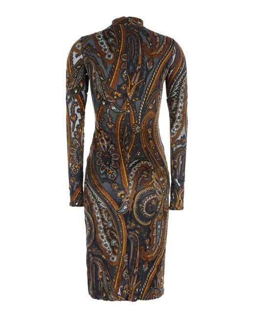Etro Multicolor Dress Devorè Polyamide