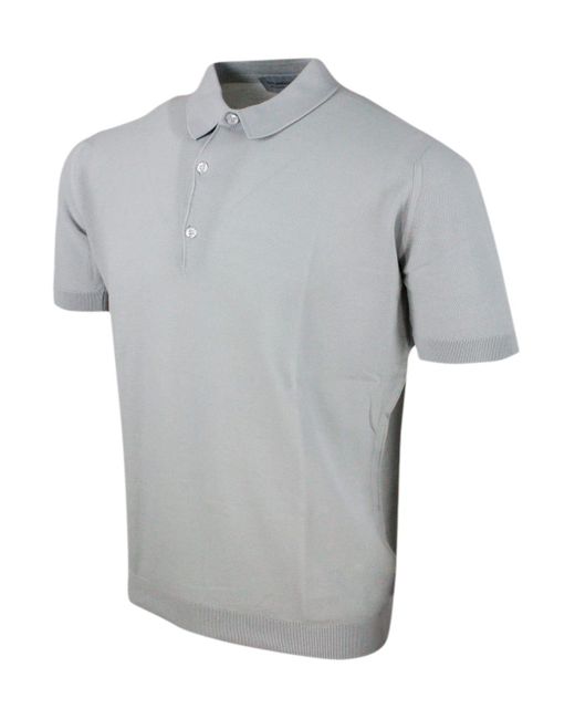 John Smedley Gray Short-Sleeved Polo Shirt for men
