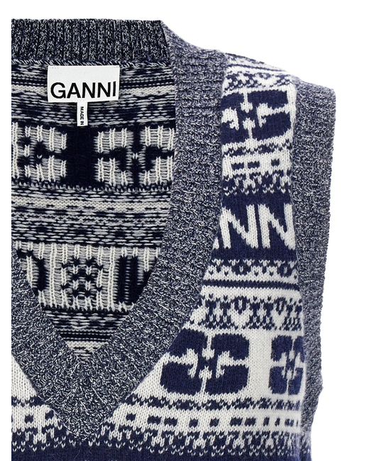Ganni Blue Logo Vest