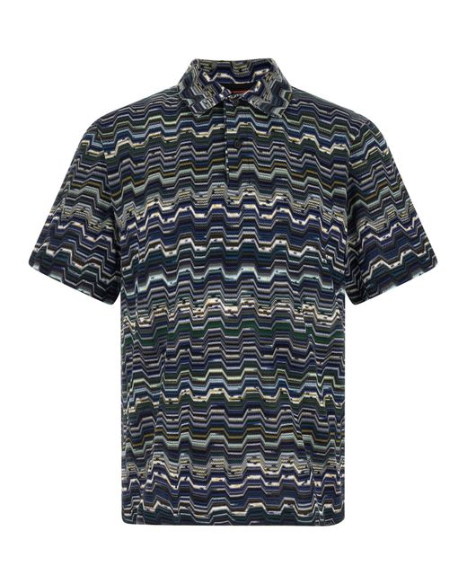 Missoni Black Zigzag Polo Shirt for men