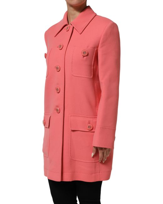 Dolce & Gabbana Pink Buttoned Down Trench Coat Jacket Clothing