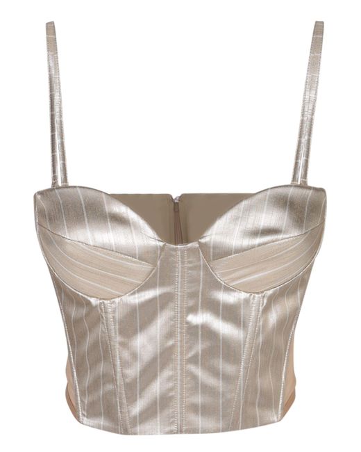 Genny Gray Pinstriped Satin Sand Corset Top