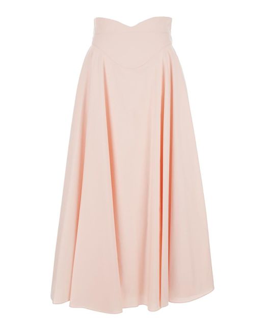 Alexander McQueen Pink Long High-Waisted Skirt With Pleated Design In