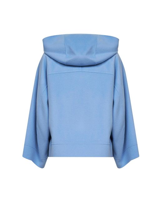 Weekend by Maxmara Blue Hooded Short Coat Virgin Wool Bomber Jackets