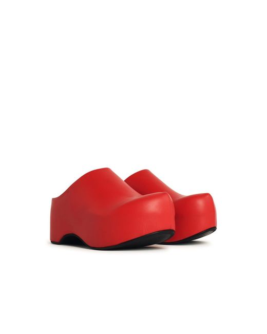 Marni Red Leather Sabots