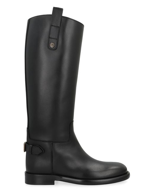 Burberry Black Cavalier Leather Boots Calfskin