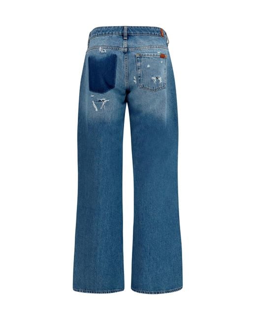 7 For All Mankind Blue Jeans Straight-Leg Cotton