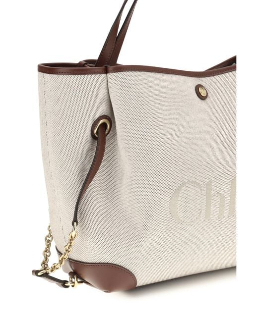 Chloé White Clover Tote Bag Canvas Cotton Shoulder