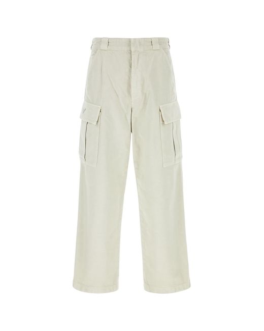 Prada White Sand Denim Cargo Jeans for men