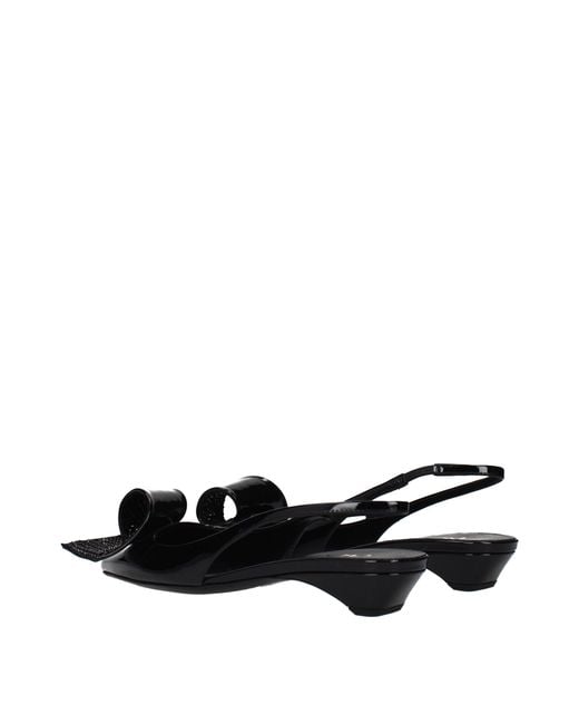 Prada Black Leather Flat Sandals