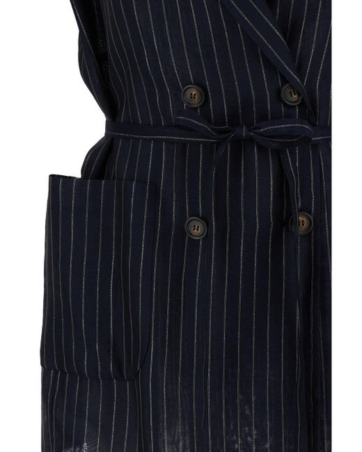 Brunello Cucinelli Blue Striped Vest With Belt