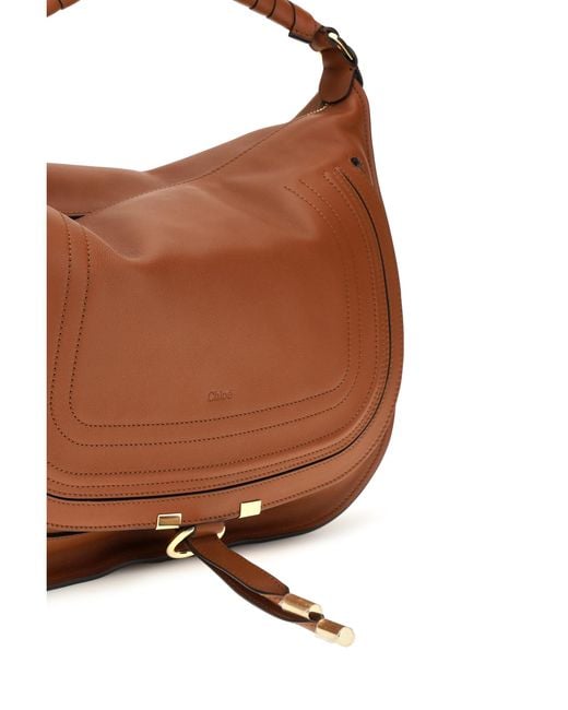 Chloé Brown Marcie Shoulder Bag Calf Leather Bos Taurus