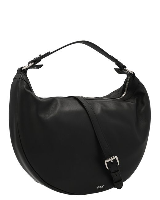 Versace Black Hobo Repeat Shoulder Bag