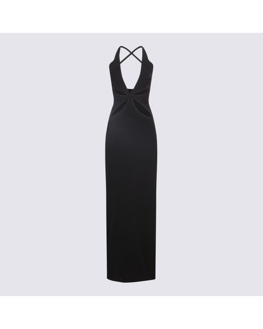 Monot Black Petal Cut Out Long Dress