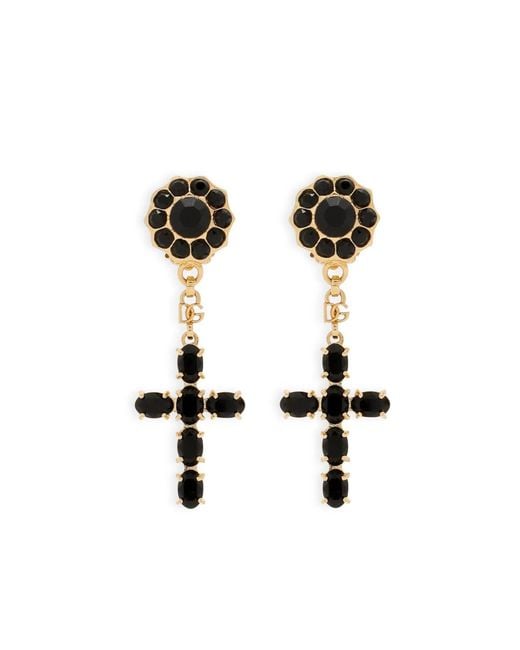 Dolce & Gabbana Black Cross Pendant Clip-on Earrings