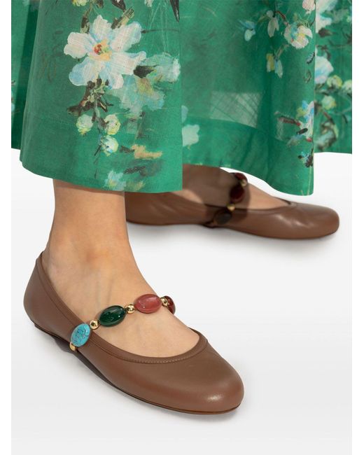 Gianvito Rossi Brown Shanti Leather Ballet Flats