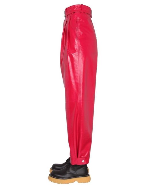 Bottega Veneta Red Cropped Leather Pants