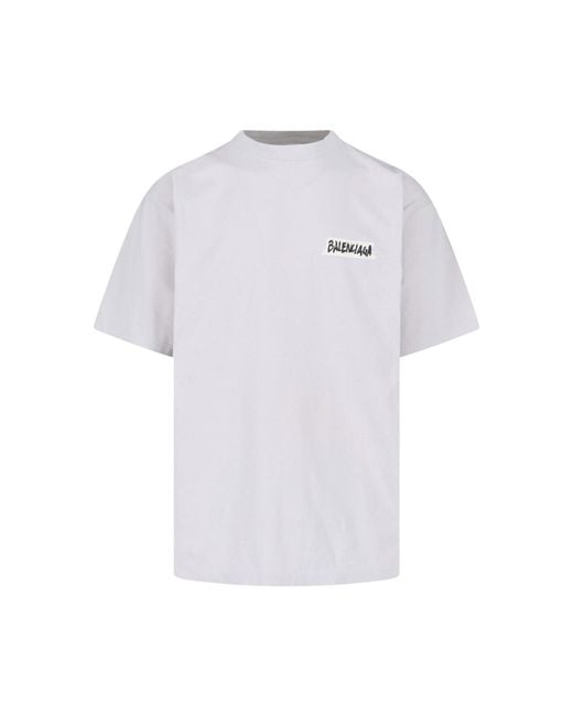 Balenciaga White Masking Tape T-Shirt for men