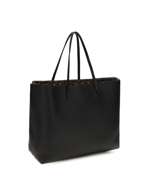 Fendi Black Medium Roll Roman Leather Shopping Bag Calf Bos Taurus Shoulder