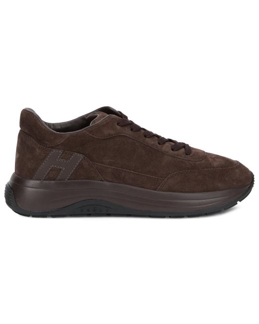 Hogan Brown Sneakers Suede Calfskin Trainers for men