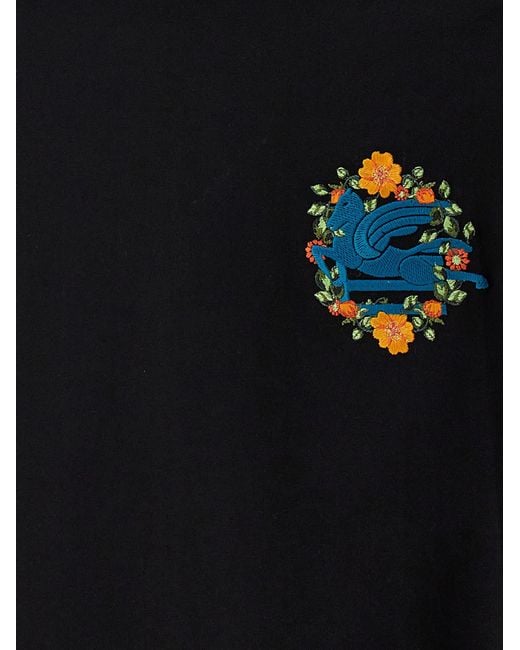 Etro Black Logo Embroidery T-Shirt