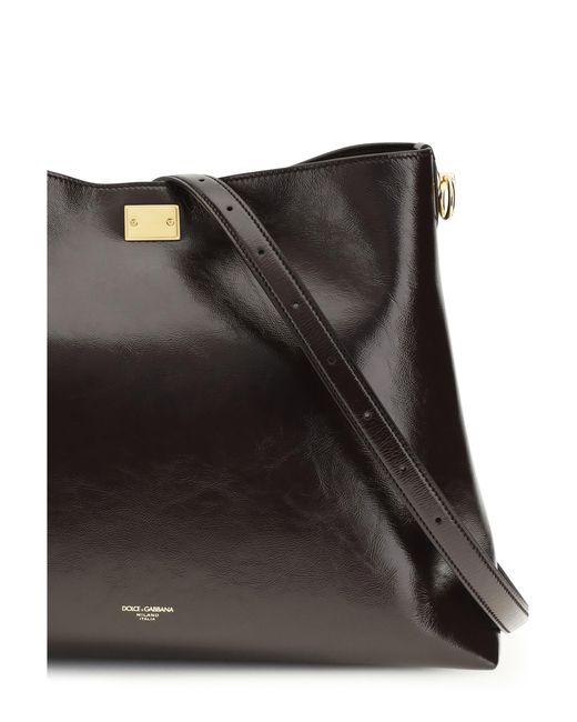Dolce & Gabbana Black Large Vittoria Leather Shoulder Bag Calf Bos Taurus