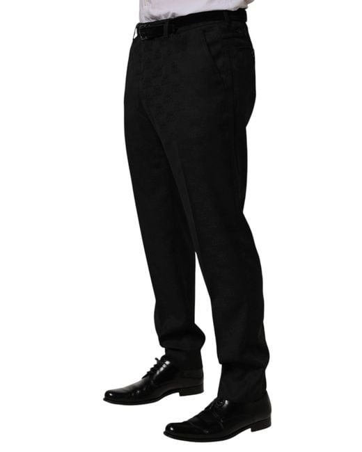 Dolce & Gabbana Black Wool Skinny Dress Formal Trouser Pants for men
