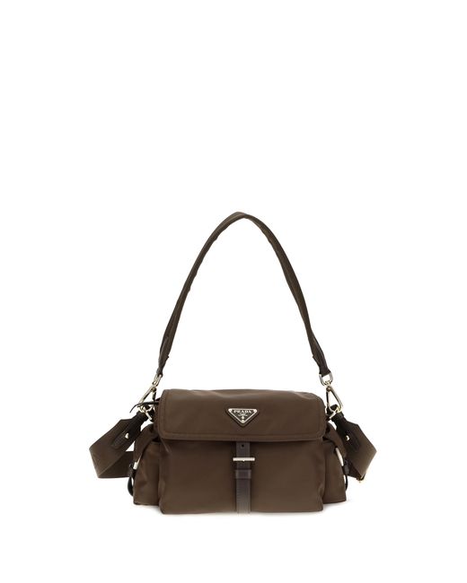 Prada Brown Shoulder Bag Pattina Recycled Polyamide