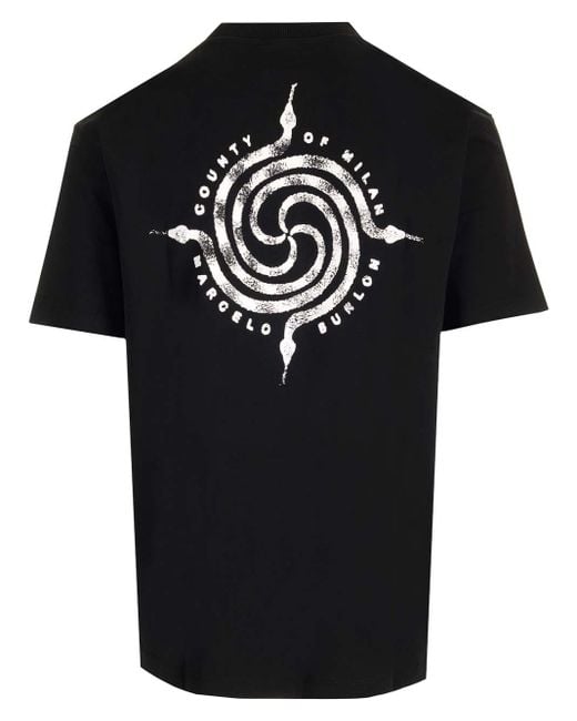 Marcelo Burlon Black Vertigo Snake T-shirt for men