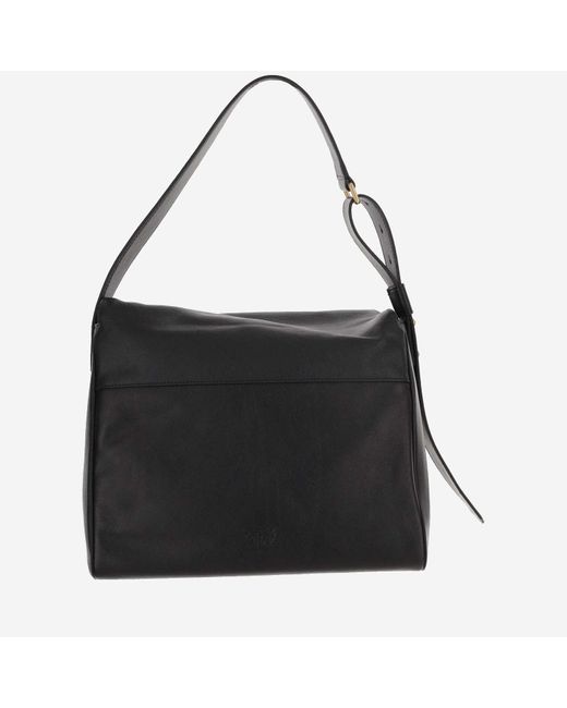 Pinko Black Leather Hobo Bag
