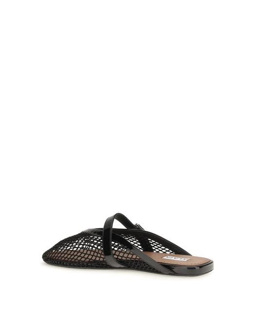 Alaïa Black Mules Mesh Calf Leather Sandal