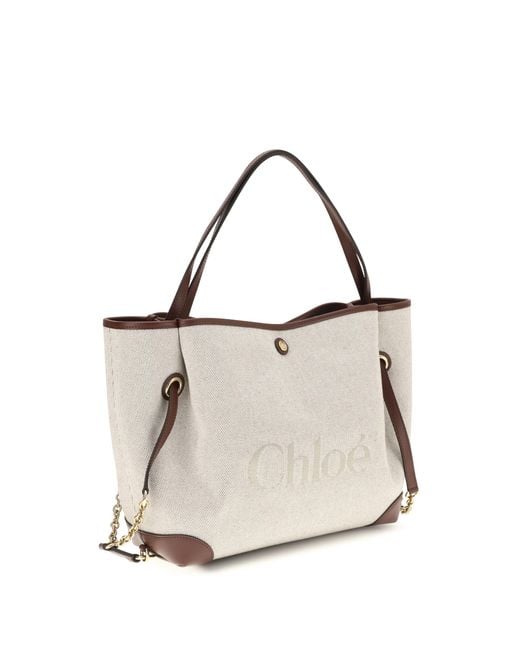 Chloé White Clover Tote Bag Canvas Cotton Shoulder