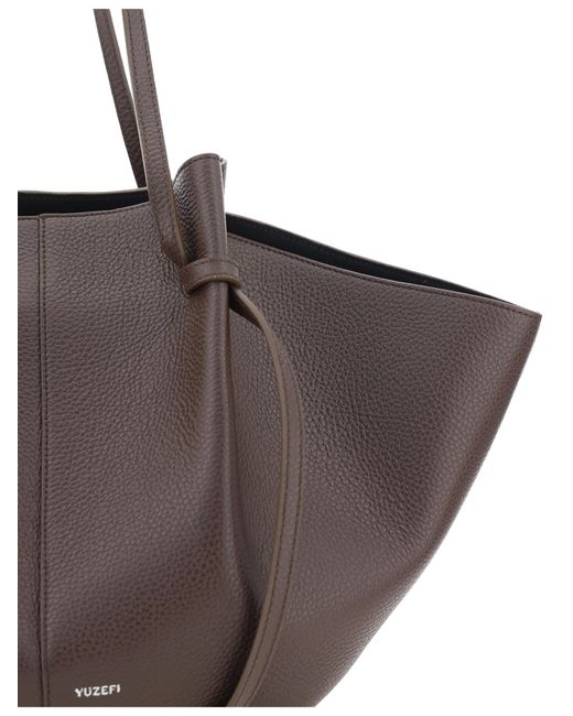 Yuzefi Brown Large Calfskin Mochi Shoulder Bag