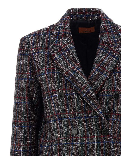 Missoni Black Sequin Tartan Blazer