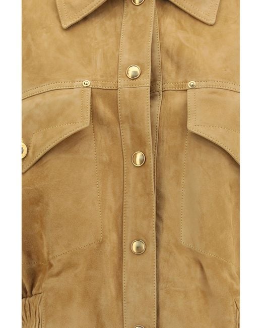 Versace Metallic Blouson Jacket Lamb Suede Leather