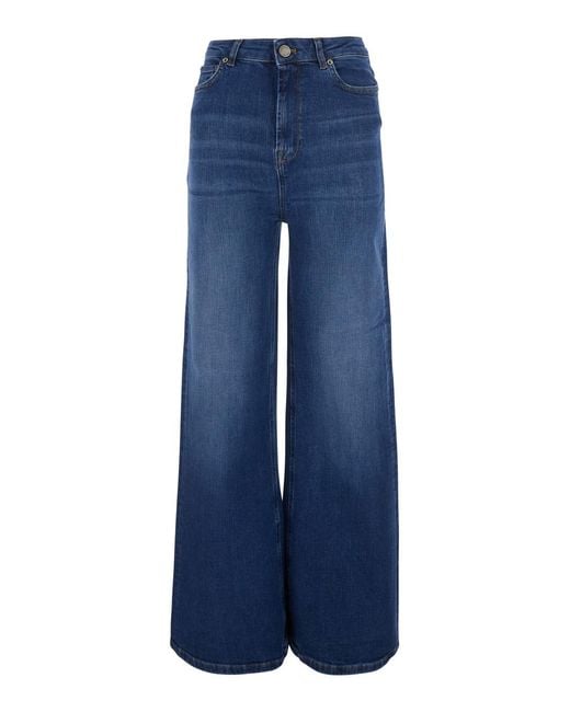 Twinset Blue Straight-Cut Jeans Cotton