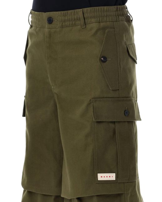 Marni Green Gabardine Cargo Pants for men