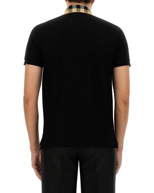 Burberry Black Cotton Polo T-Shirts for men