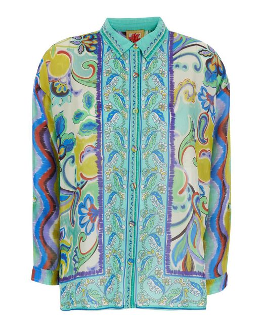 Johnny Was Blue Shirt 'The Audrey'