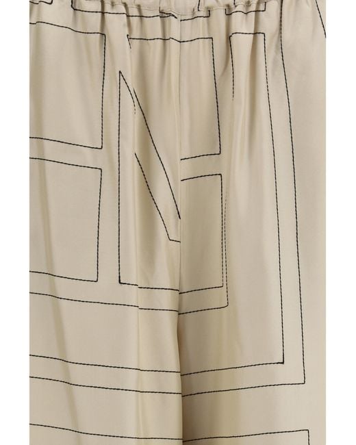 Totême  Natural Pants Silk Monogram Trousers