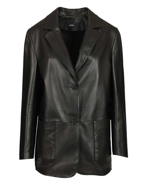Arma Black Ohann Leather Blazer Lamb Jacket