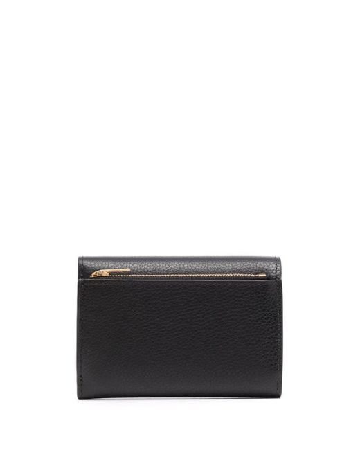 Mulberry Black Wallet With Logo And Button Fastening In Grained Leather Woman