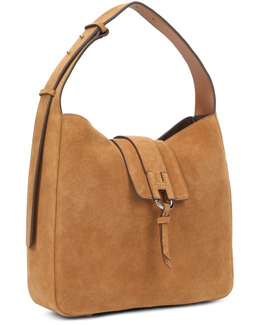 Hogan Brown Shoulder Bag Suede Calfskin Handbags