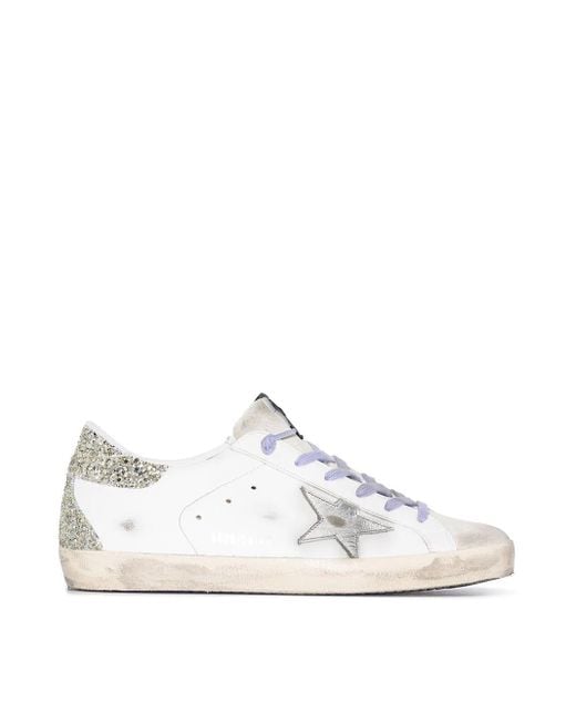 Golden Goose Woman White Super-star Sneakers With Lilac