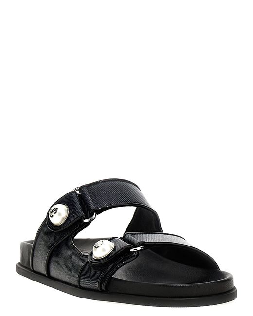 Jimmy Choo Black Fayence Pearl-embellished Sandals