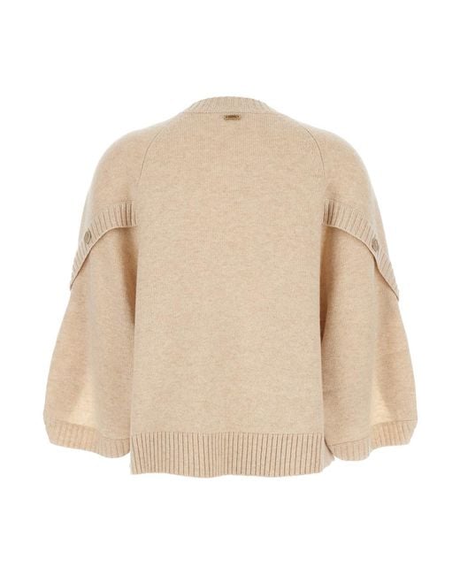 Max Mara Natural Crewneck Sweater Wool And Cashmere Tops