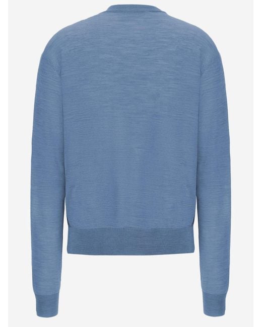 Jil Sander Blue Wool And Cashmere Blend Sweater