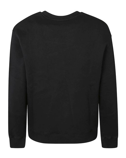 Maison Kitsuné Black Fox Patched Round Neck Ribbed Plain Sweatshirt for men