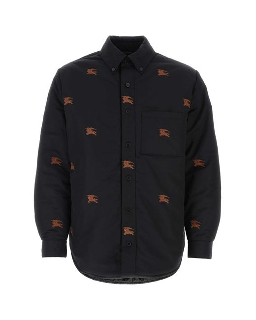 Burberry Black Embroidered Button-up Overshirt for men